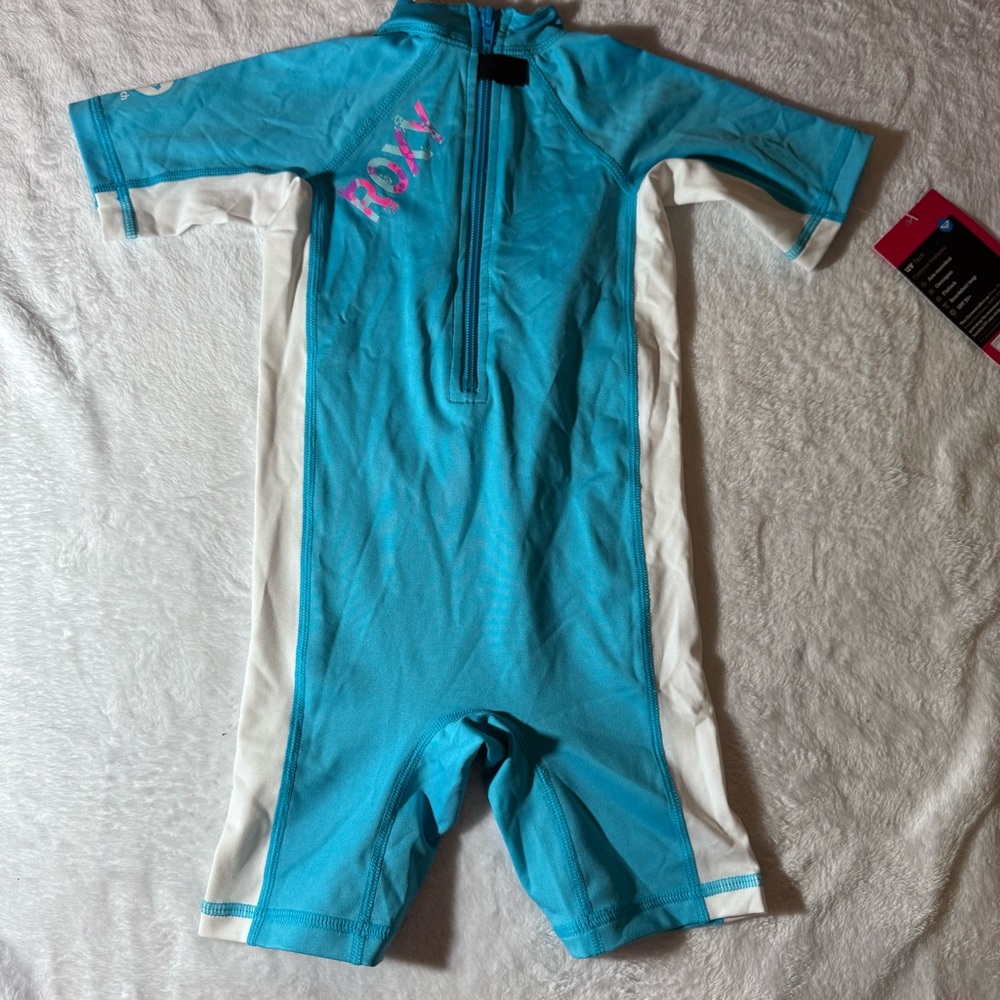 Roxy Blue and White Rashguard Swim Top - Picture 4 of 5